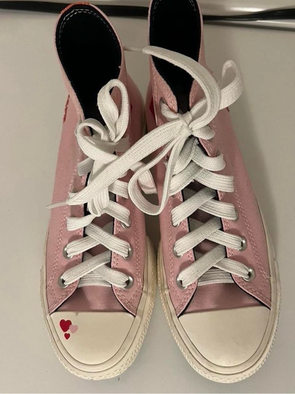 Converse Pink High-Top Platform Sneakers with Heart Patch - Picture 3 of 4